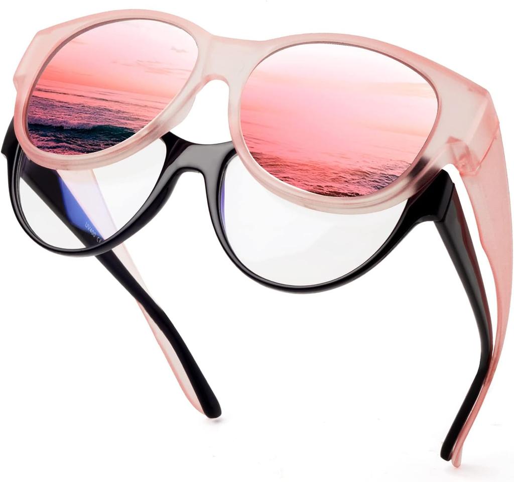 Occhiali da Sole Polarizzati Sovrapponibili Montatura in TR90 per Uomo Donna Da Mettere Sopra Occhiali da Sole Leggeri Sovradimensionati Quadrati Occhiali UV400