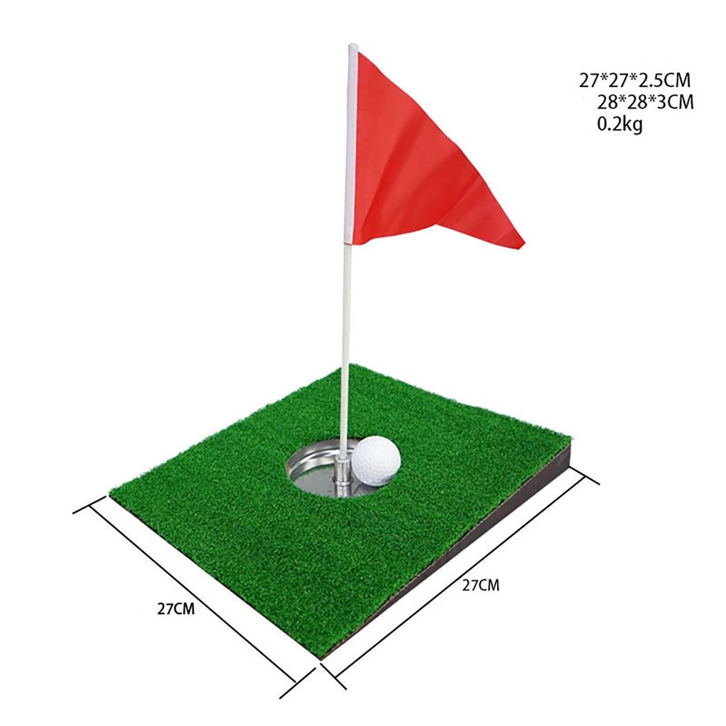 Backyard Golf Putting Mat - Simulated Green Slope Practice Mat with Stainless Steel Cup & Flag for Indoor Outdoor