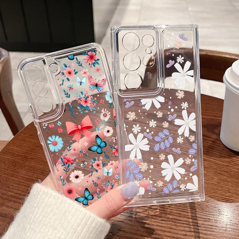 Butterfly Pattern Clear Case For Samsung Galaxy A56 A55 A54 5G A36 A35 A34 A26 A16 A15 S21 FE S22 S23 S24 Plus S25 Edge S25 Ultra Soft TPU Phone Cover
