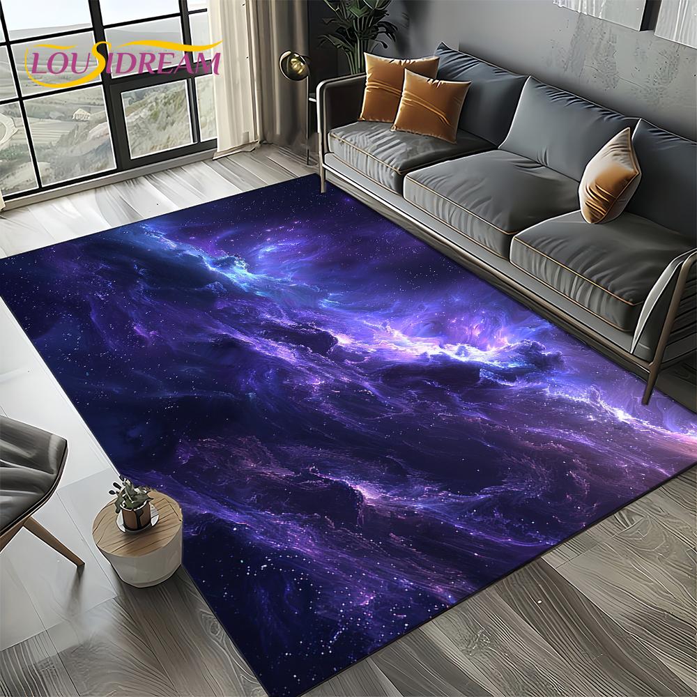 Universe Space Stars Black Hole Galaxy Earth Milky Way Carpet Rug for Living Room Bedroom Sofa Decoration,Non-slip Floor Mat