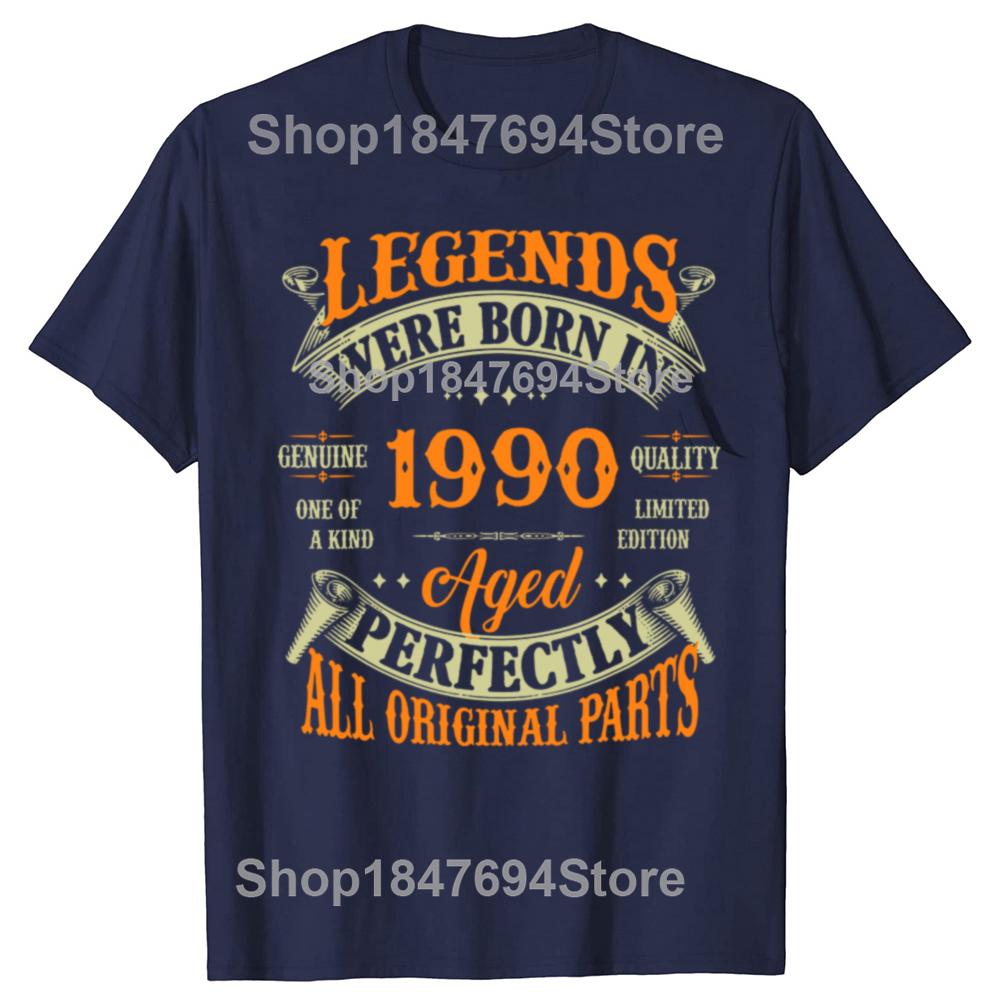 34th Birthday Tee Vintage Legends Born In 1990 34 Years Old T Shirts Graphic Cotton Streetwear Short Sleeve Gifts Summer T-shirt