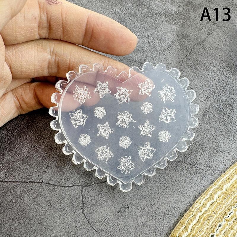 Cartoon Silicone Nail Carving Mold Flower Bow Nail Decorations Stereoscopic Stamping Plate Nails Diy Design Manicure Tools