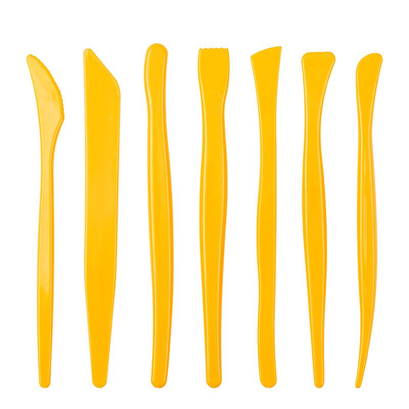 7-Piece Yellow Plastic DIY Polymer Clay Sculpting and Embossing Tool Set