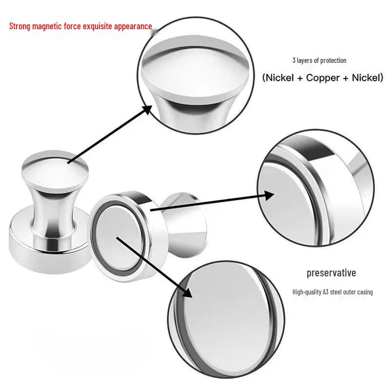 Strong Neodymium Magnetic Pushpins for Teaching, Office & Sales: Heavy-Duty for Whiteboards & Refrigerators.