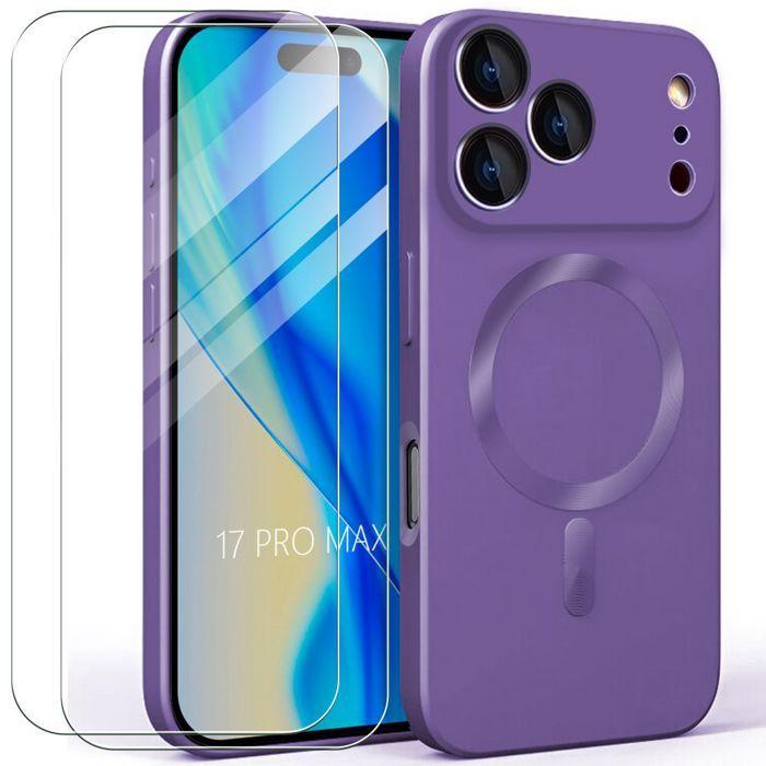 Coque de Protection - E.F.Connection - iPhone 17 Pro Max - avec Cercle Magnétique Violet - 2 Vitres