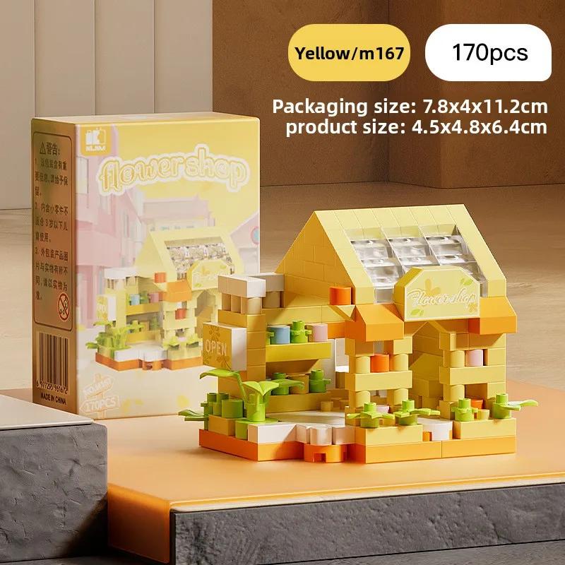Non-Toxic Flower Shop Food House Building Blocks Kit Mini City Street View Home Decor Children Assembly Bricks Model Kids Educational Toy