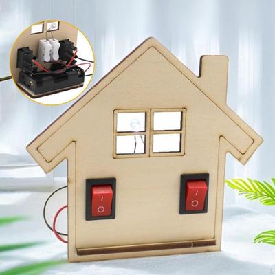 Double Control Experiment Model Wooden Kit Bulb Light Up Practice Electrical Circuit for