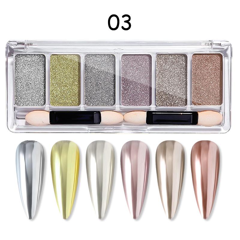 6Box/Set Aurora Pearl White Nails Powder Shell Mirror Pigment Chrome Effect Rubbing Dust Gel Polish DIY Nail Manicure Decoration