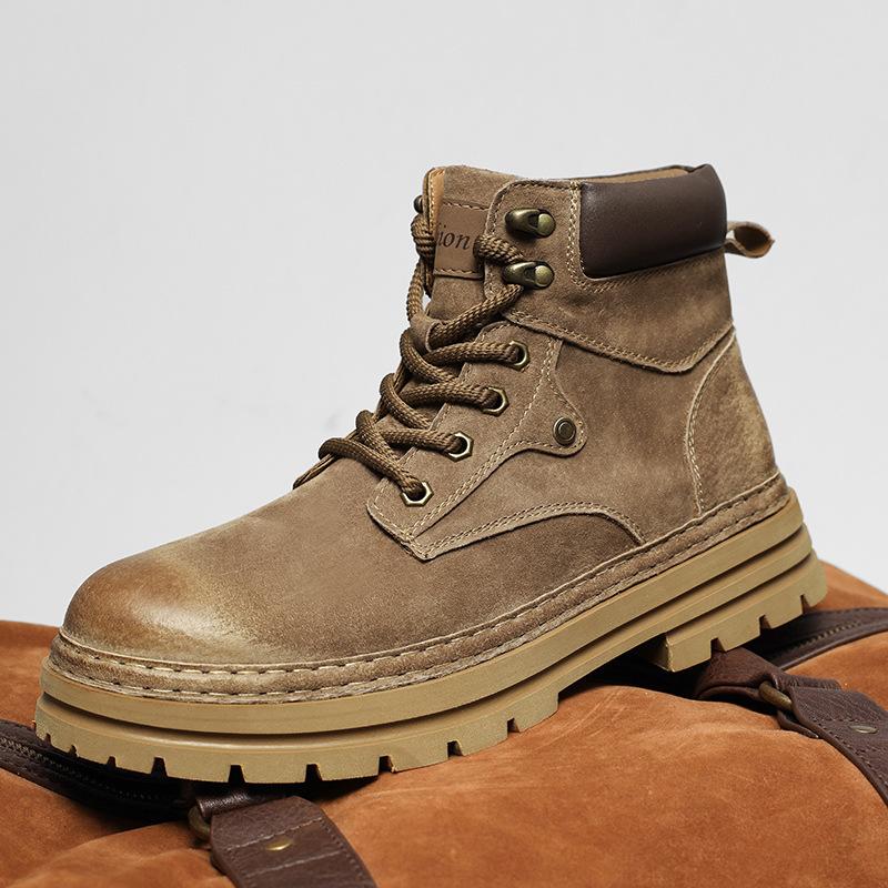 2025 New Martin Boots Men's Wear-resistant Autumn and Winter Outdoor Velvet Warm British Style Tooling Rhubarb Boots Men