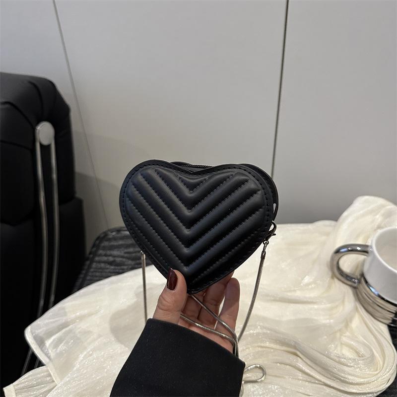 Simple foreign style solid color small bag women's 2025 summer new shoulder messenger bag texture love bag women's bag