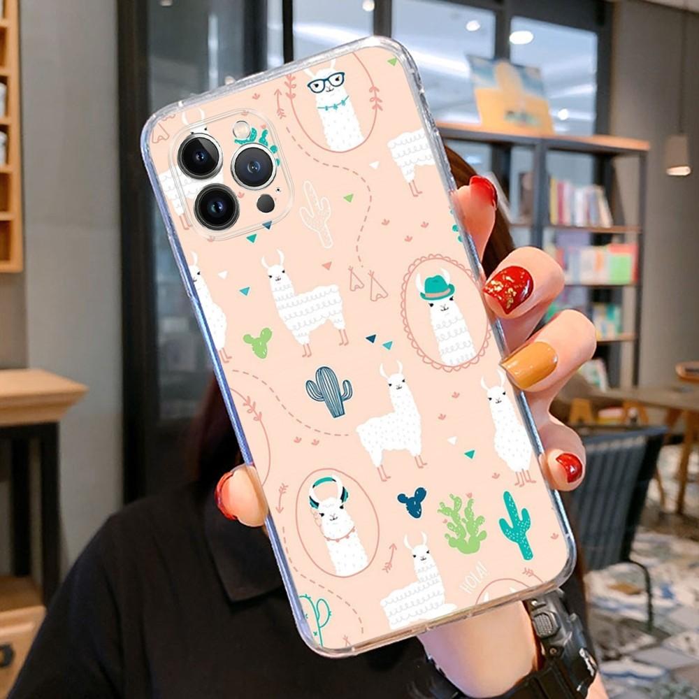Cartoon Lama Phone Case For iPhone 15 14 11 12 13 Mini Pro XS Max Cover 6 7 8 Plus X XR SE 2020 Funda Shell