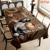 2D Flach 1 Stück - Kaffeepause Thema Tischdecke mit Kaffeetasse und Bohnenmuster, Warmer Vintage-Stil, Geeignet für Heimdekoration, Verbessert die Essatmosphäre