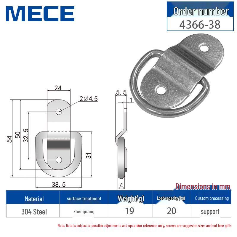 Heavy Duty D-Ring Truck Bed Tie-Down Hook with Triangle Latch