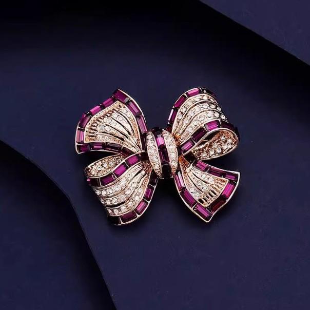 Rhinestone Alloy Bow Brooch - Elegant, High-End, Creative Fashion Accessory