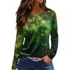 Damenmode Casual Schlitz Saum Rundhals Langarm Lose Bedrucktes T-Shirt Damen Top Weihnachten