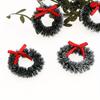 Miniature Christmas Wreaths - 3.8cm Realistic Green Garland with Red Bows,Perfect for Holiday Decorations and Photography Props