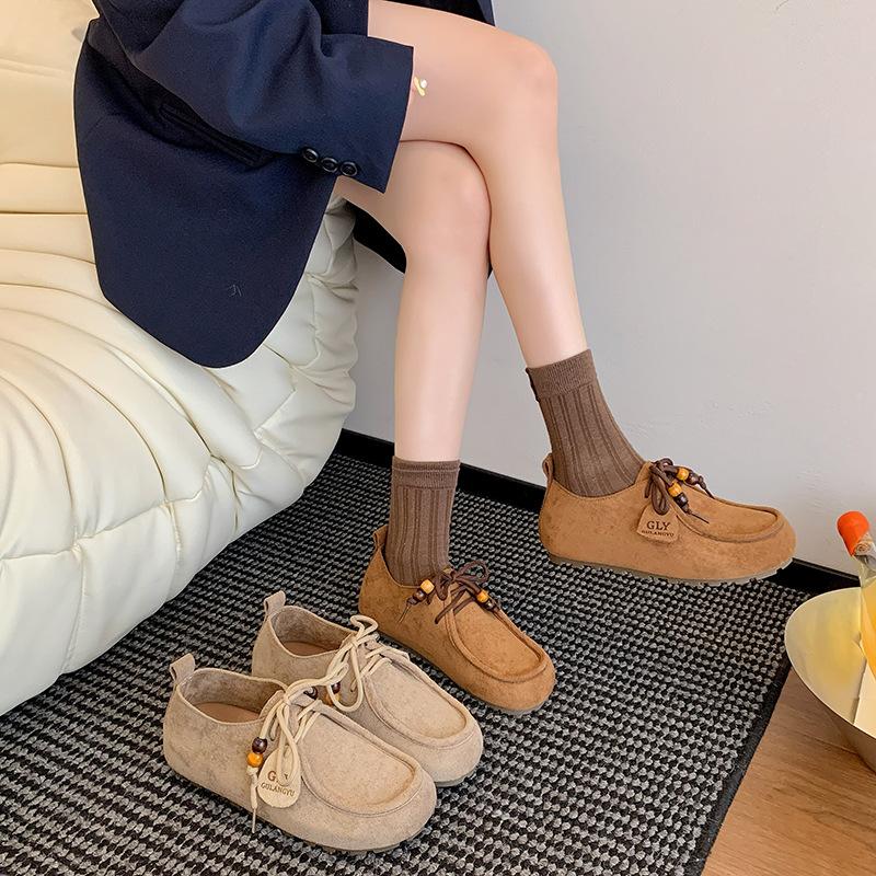 Birkenstock shoes women's 2025 new autumn platform single shoes women's soft sole flat shoes retro versatile with skirt women's shoes