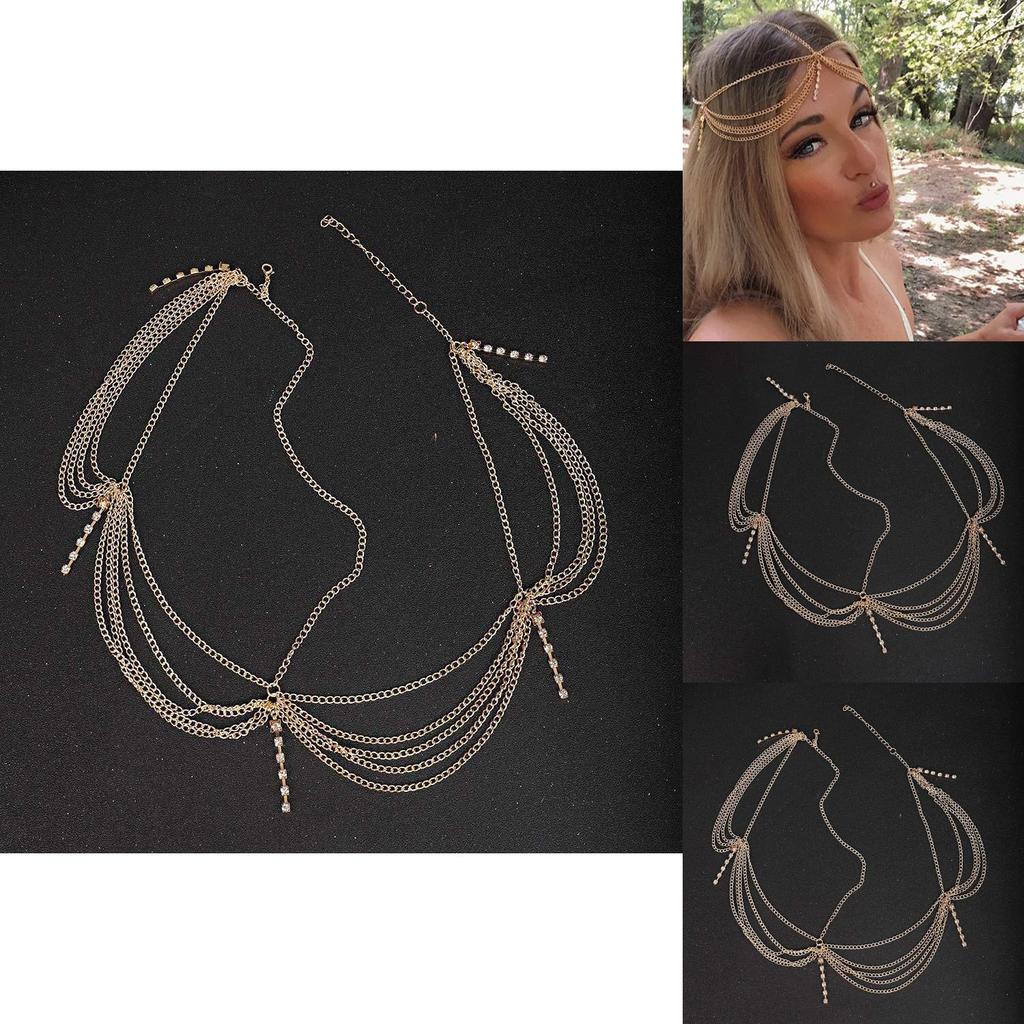 Fashionable Rhinestone Decoration Multi Layer Chain Design Women Headwear For Wedding Celebrations