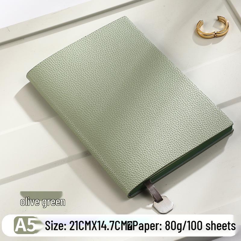 A5 Custom Simple High-Quality University Student Study Notebook: Soft Lychee Texture Leather, Thick Pages, Perfect for Postgraduate Prep A5