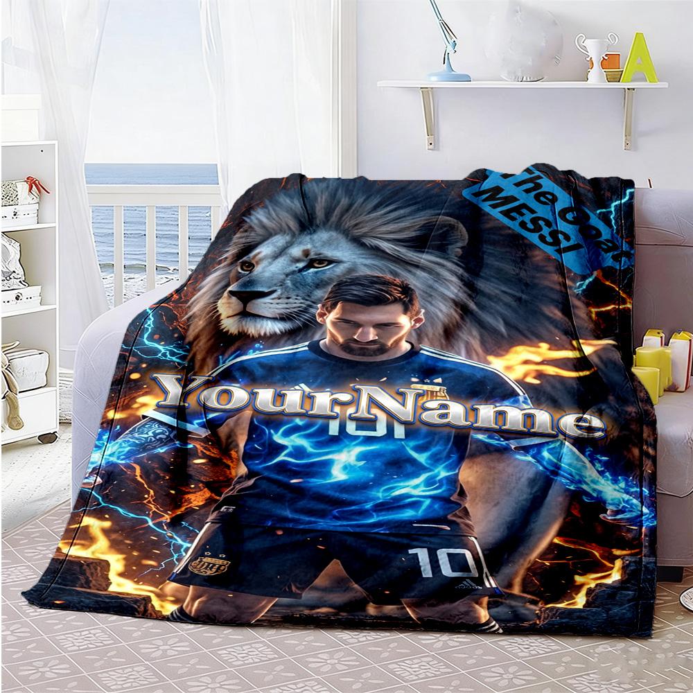 Messi 365 Personalized Name Blanket Lightweight Personalized Blanket Durable Comfort for Nap Office Chair Seaside Office All-Season Use