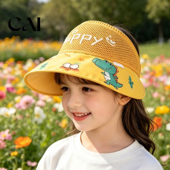 Foldable Quick Dry Hat Mesh Sun Hats for Kids, UV Protection Fishing with Cartoon Dinosaur Prints, Wide Breathable Infant Cap Brim Bucket Hat,