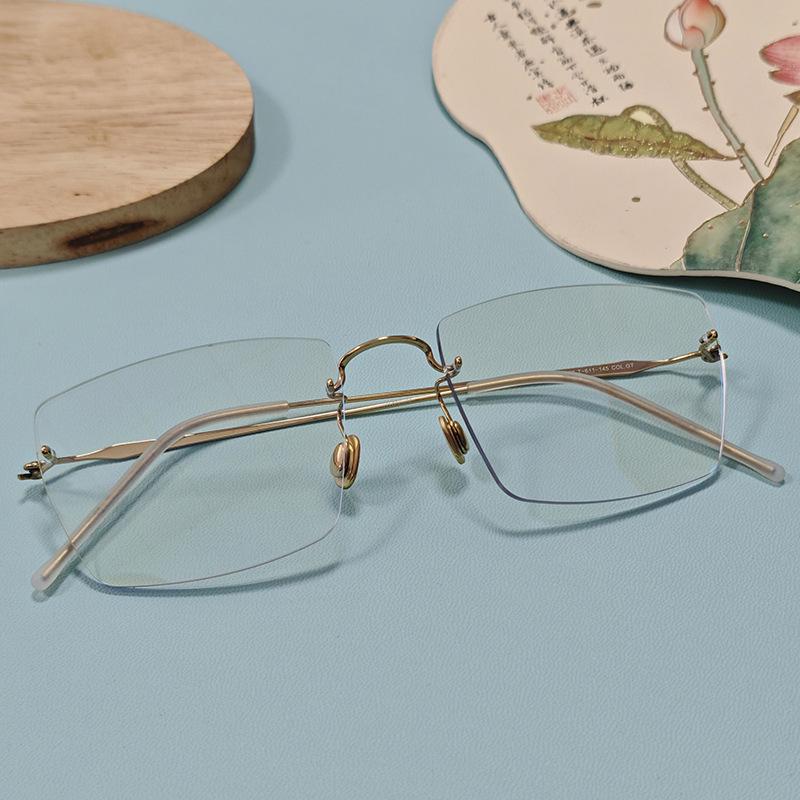 Summer Rimless Glasses: Titanium Alloy, Unisex Retro Light Luxury Frame