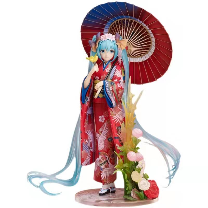 Statuietă Anime 20 cm Hatsune Miku kimono Miku scară 1/8 pictată Kimono Figuras PVC Figurină de Acțiune Model Jucării