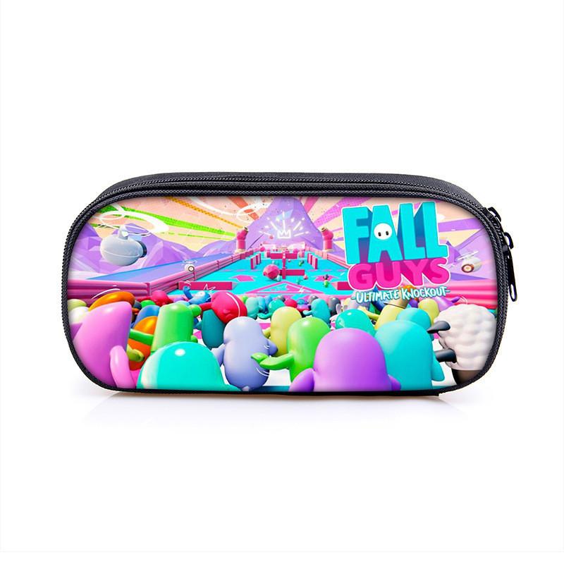 Fall Guys Cartoon Pencil Case For Students With Nylon Material Storage Organizer