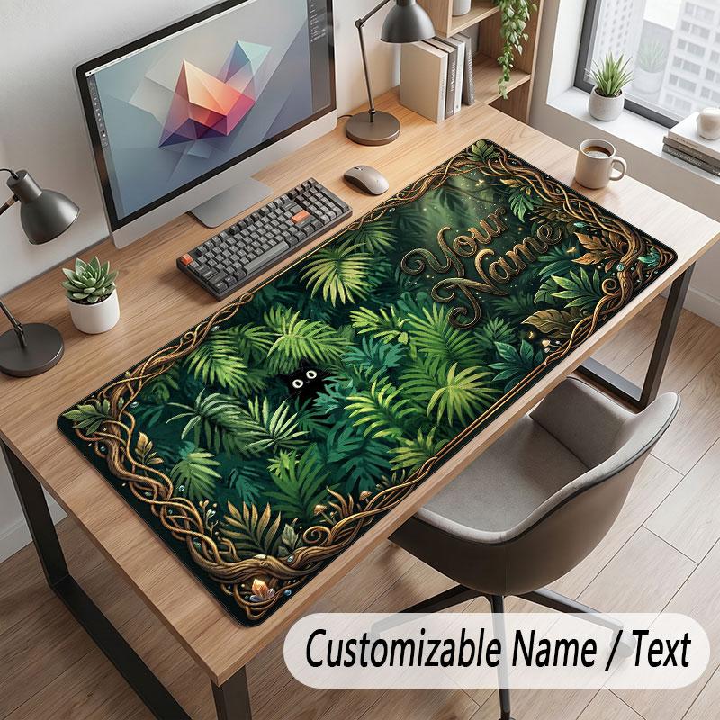 Mushroom Forest Theme Customized Mouse Pad Personalized Print Name Text Desk Mat For Home Office Table Decor