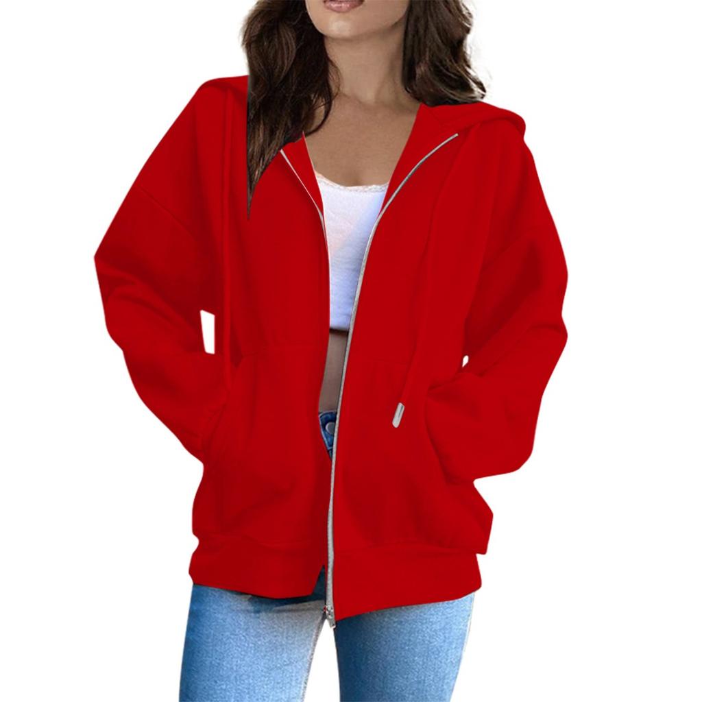 Women's Hooded Jacket, Regular Version Long Sleeved Jacket with Drawstring Cap, Casual Wear, Durable Fabric, High-quality Jacket, Office Wear