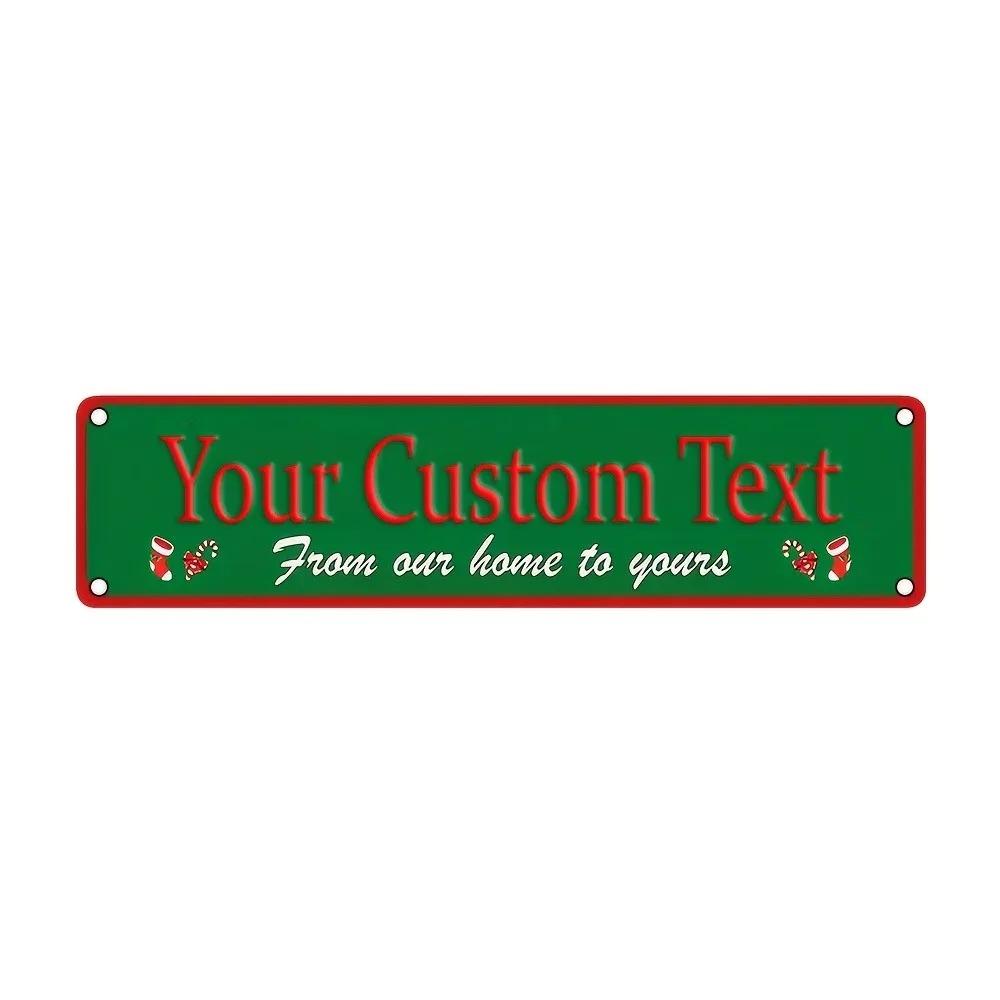 16x4In 2D Flat Classic Santa Aluminum Sign Custom Text Christmas Wall Decor