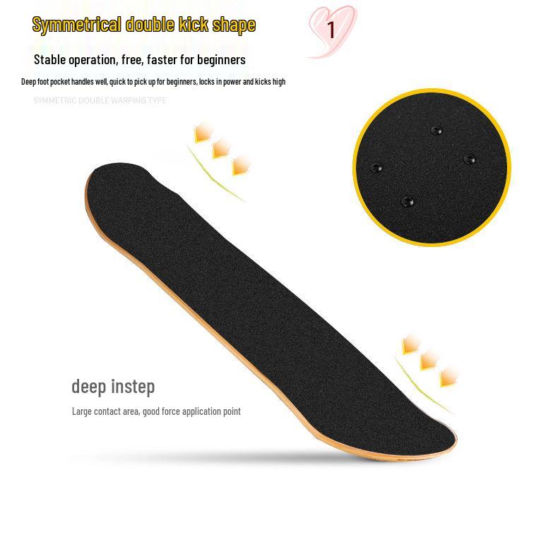 Beginner Entry-Level Double Rocker Skateboard for Street Cruising - Professional Short Board for Boys, Girls, and Adults