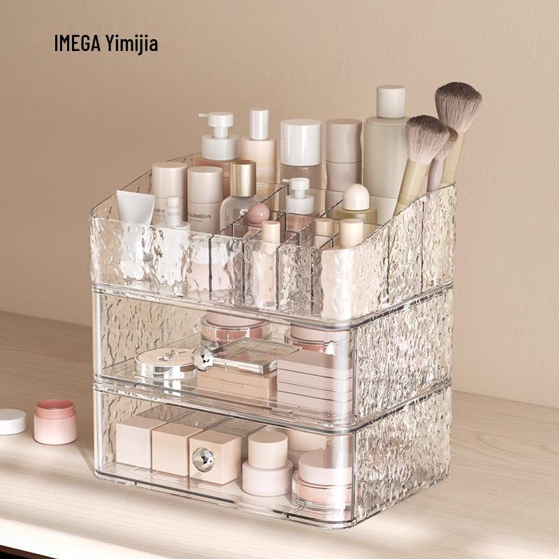 Luxury Large Capacity Cosmetic Storage Box with Drawers for Desktop or Dressing Table