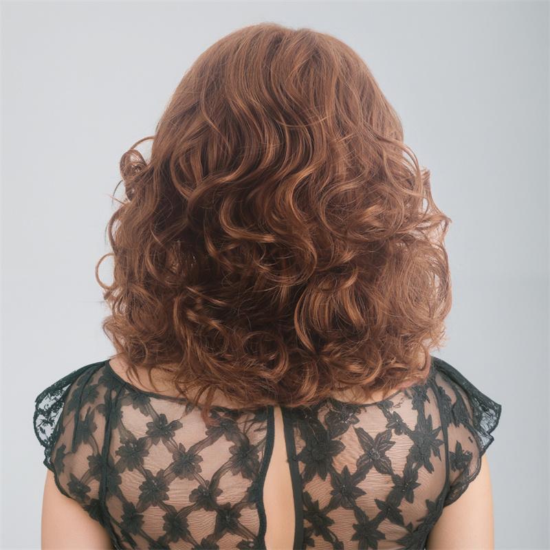 Synthetic Curly Wigs for Women Short Red Brown Wig Natural Fluffy Ladies Daily Cosplay Fake Hair Elegant Mommy Wigs