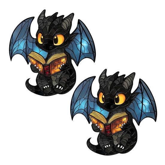 2D Book Fantasy Dragon Brooch Pin Acrylic Literary Gift for Readers