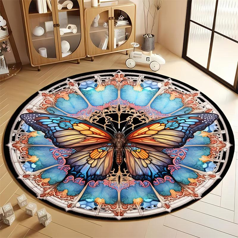 

Butterfly Mandala Carpet for Living Room Decor round carpet for home sofa bedroom, gift Diameter 60cm