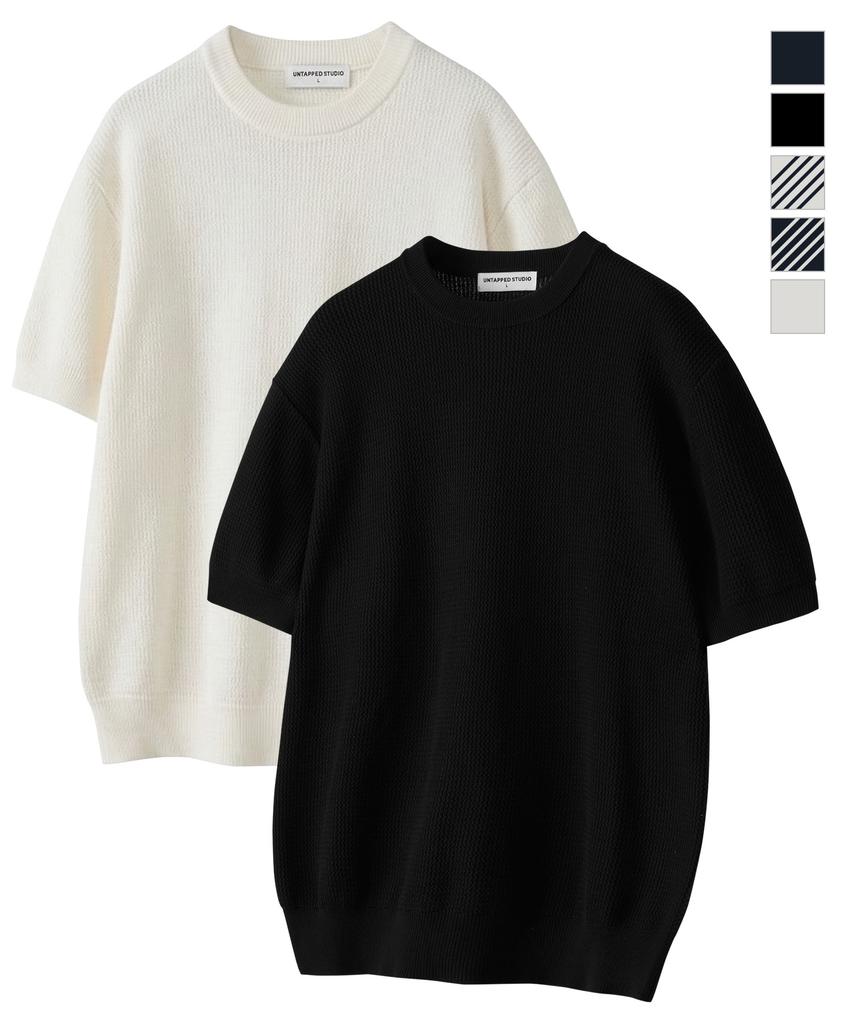 UNTAPPED STUDIO Cool Like Linen Crochet Round Short Sleeve Knit 5 Colors (Type B)