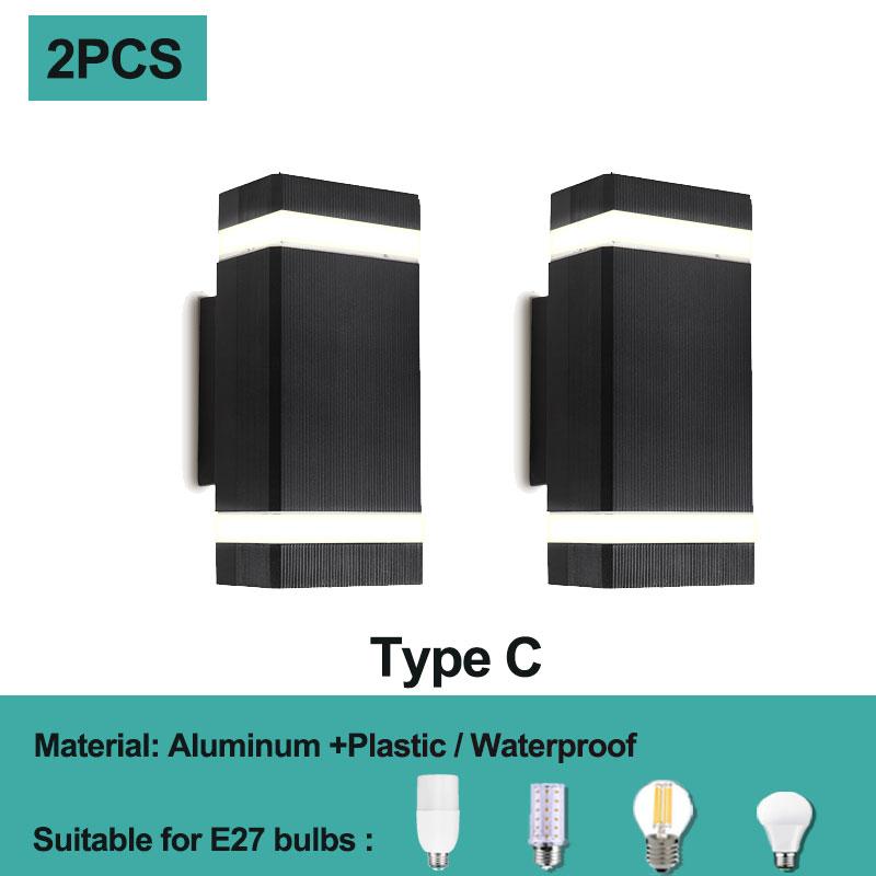 אורות קיר עמיד למים E27 ראש כפול Led מנורת קיר לבית מודרני פנים סלון מדרגות תאורת קישוט חיצוני