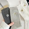 Dui Dui Socks Women's Spring Five-pointed Star Embroidered Mid-calf Socks Pull A Long Calf Sock