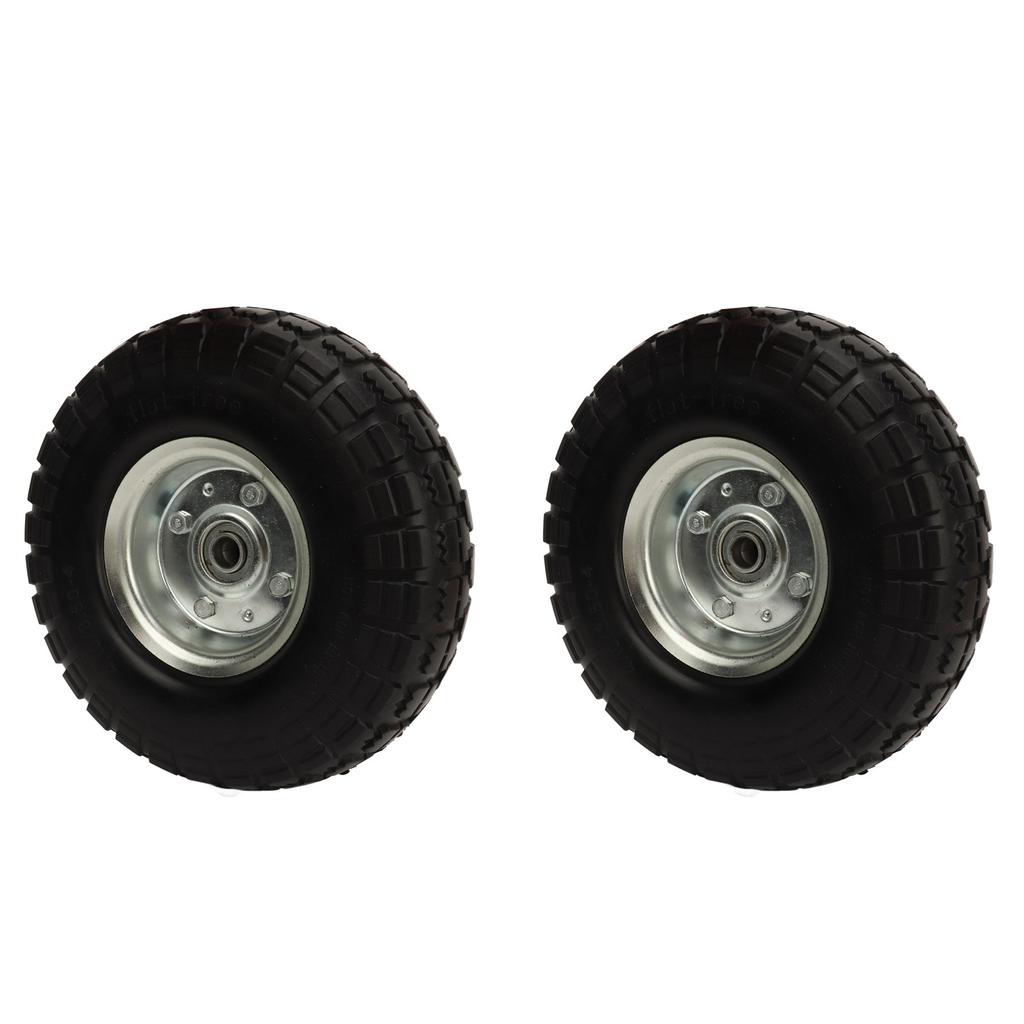 2Pcs 10in Solid Tire Set Inflation Free PU Foam Deep Groove Ball Bearing Solid Tyre Replacement for Garden Vehicles