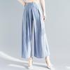 Summer 2024 Women's Black High-Waisted Wide-Leg Pleated Pants: Versatile, Slimming, Loose Fit, Plus Size, Casual Nine-Point Length.
