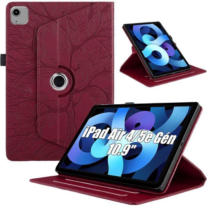 Coque pour iPad Air 11" (M4/M3/M2) / iPad Air 4/5 10,9" Protection Effet Cuir Motif Arbre Rouge