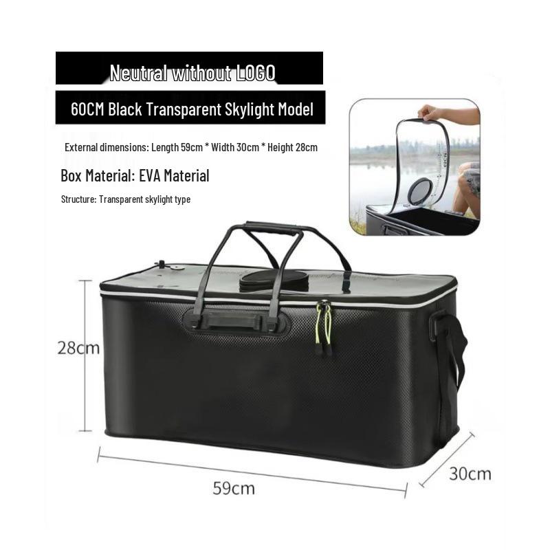 Foldable EVA Fishing Bucket - Portable, Thick, Live Fish Box with Shoulder Strap