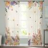 Osterhase Frühling Wildblumen Tüllgardinen für Wohnzimmer Schlafzimmer Voile Transparente Gardine Fenster Heimdeko Vorhänge