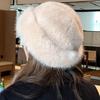 Imitation Fur Hat for Women, Autumn and Winter Plush Fisherman Hat, White, High-end, Adult, Face-slimming, Warm, Ear-protecting