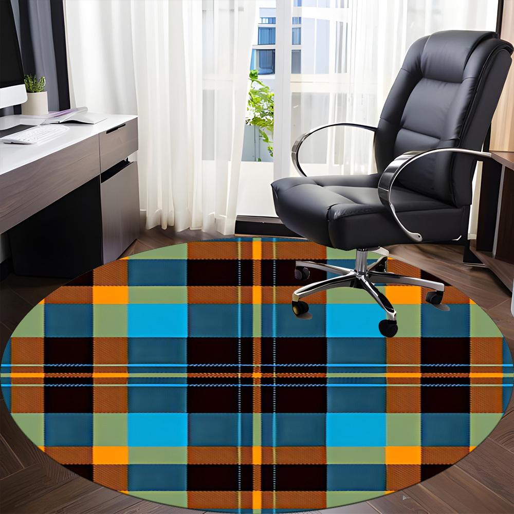 1pc Tartan Pattern Chair Carpet for Office, Non Slip, Soft and Durable Office Rug