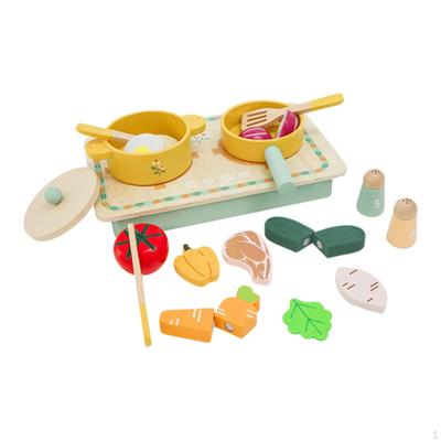 Wooden Play Cooking Set,Cooking Toys Fun with Pot and Pan Play,Kitchen Accessories,Food
