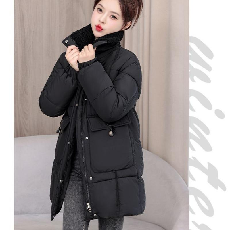 

Новое зимнее хлопковое пальто средней длины для женщин, хлопковое пальто в корейском стиле, утолщенная куртка XXL