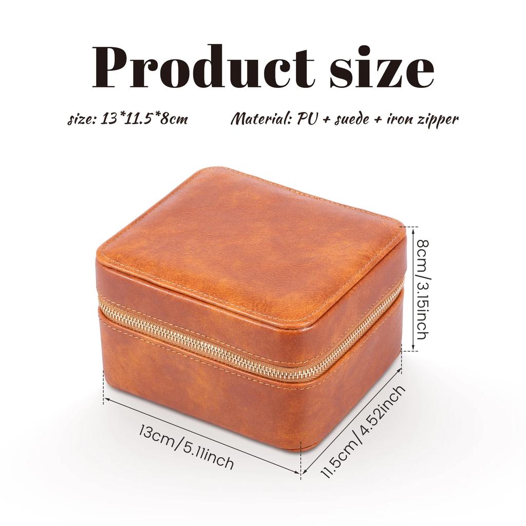 2-Slot Watch Storage Box PU Leather Watch Display Box with Suede Interior and Zipper Portable Travel Watch Organizer Case