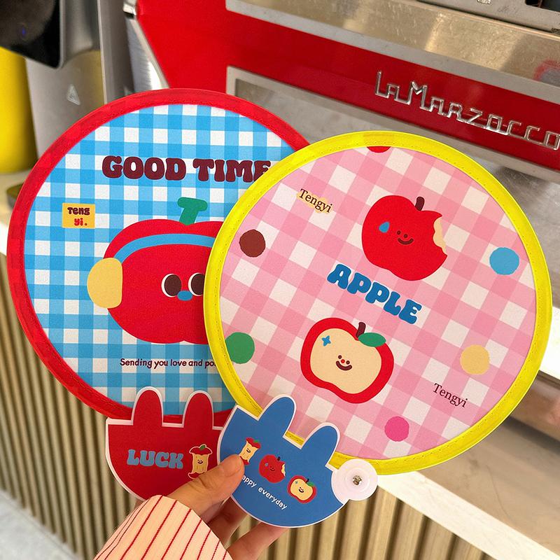 Ventilateur de groupe pliant mignon de dessin animé Plaque réfléchissante pour photographie en extérieur Mini ventilateur de poche rond pratique Ventilateur pliant portable